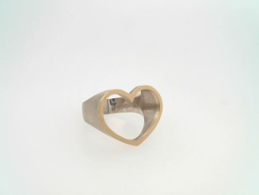 Sterling Silver & 18 Karat Yellow Gold "You Complete Me" Open Heart Ring