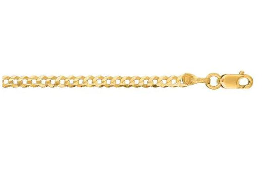 14 Karat Yellow Gold 2.6 Mm Curb Chain 20"