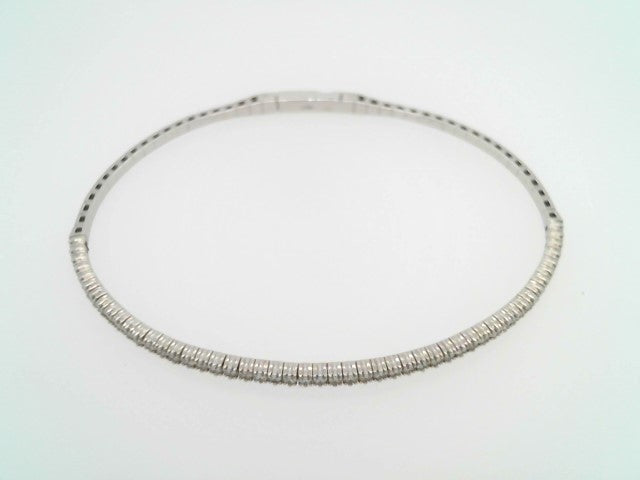 14 Karat White Gold Flexible Diamond Bangle Bracelet 6.75"
50 Round D