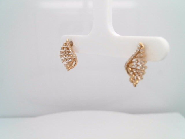 14 Karat White Gold "Angel Wings Collection" Stud Earrings With Round Brilliant Diamonds