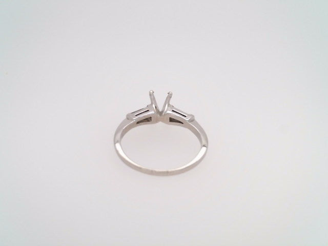 **Online Clearance** Platinum Engagement Ring Mounting With A Tapered Baguette Diamond On Each Side