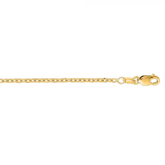 14 Karat Yellow Gold 18 Inch 1.9mm Diamond Cut Cable Chain Necklace With Lobster Clasp