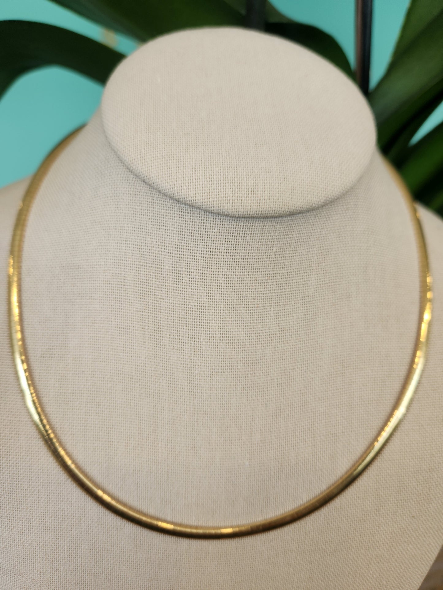 14k Yellow Gold 18" 4mm Domed Omega Necklace