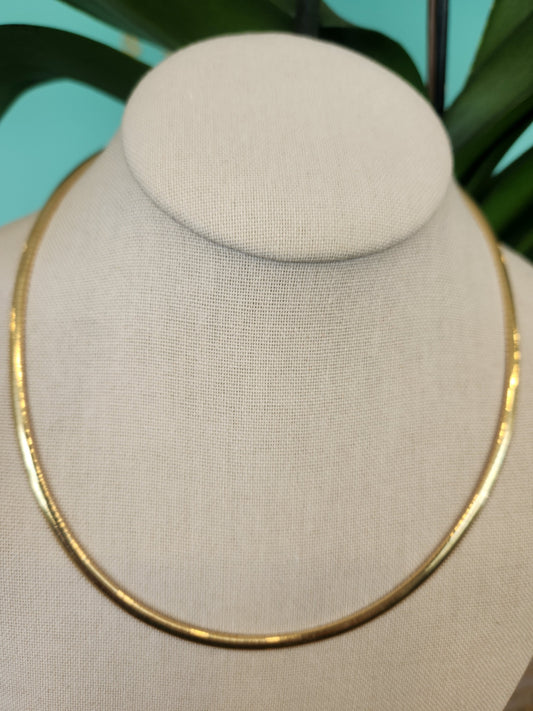 14k Yellow Gold 18" 4mm Domed Omega Necklace