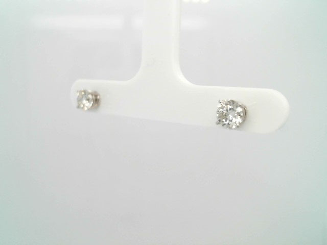 14 Karat White Gold Diamond Stud Earrings 
2 Natural Round Brilliant