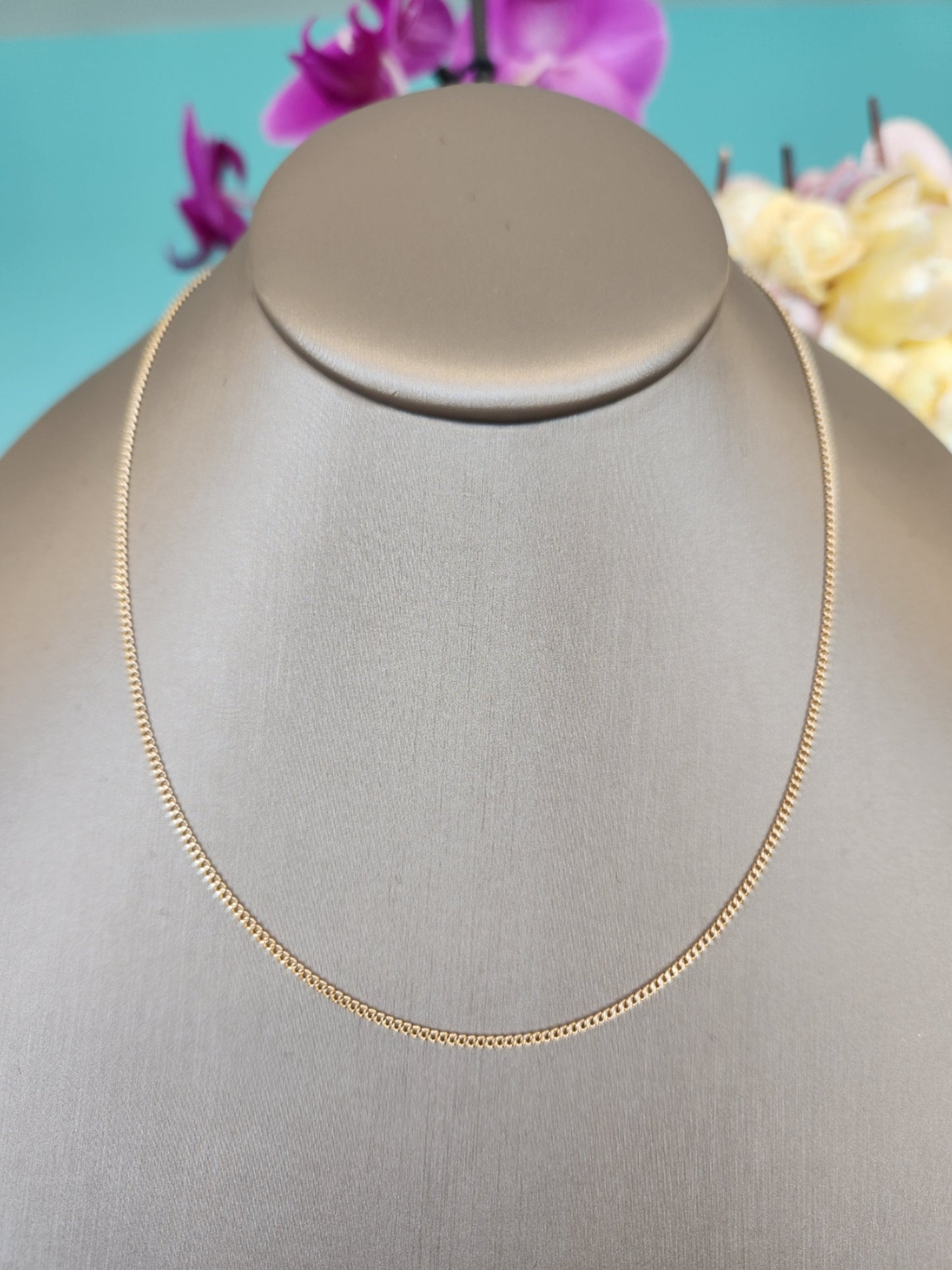 14 Karat Yellow Gold 1.6 Mm Curb Chain, 15.5"