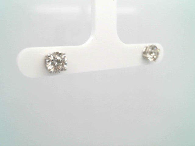 14 Karat White Gold Diamond Stud Earrings 
2 Natural Round Brilliant