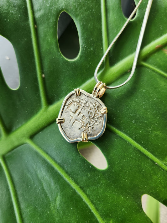 Spanish Shipreck 1 Reale in 14K Yellow Gold  Pendant (Chain Sold Seper
