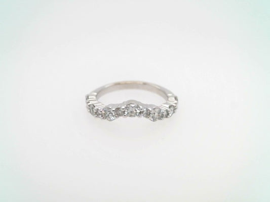 Vintage 14 Karat White Gold Shared Prong Set Curved Diamond Band Ring