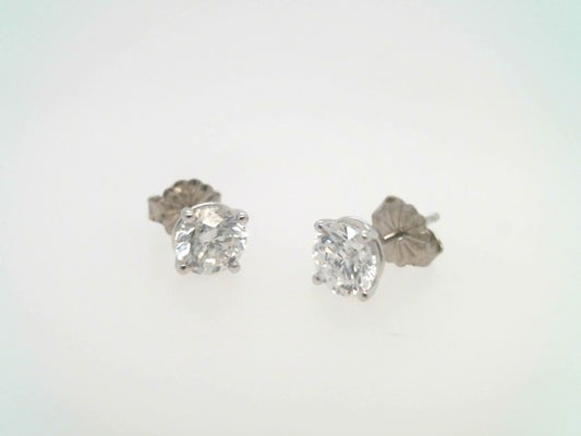 14 Karat White Gold 4-Prong Martini Style Diamond Stud Earrings