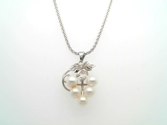 Vintage Sterling Silver Akoya Pearl Grape Cluster Pendant