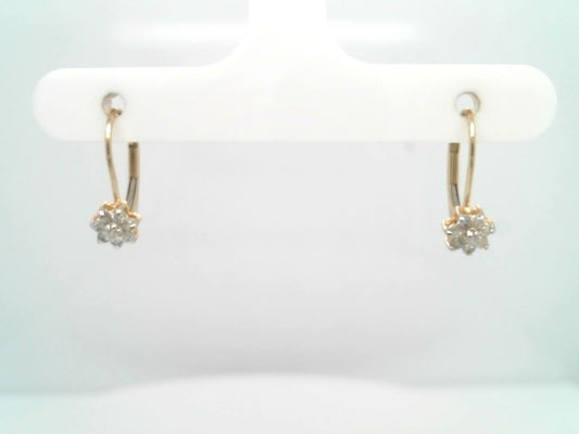 Vintage 14 Karat Yellow Gold Diamond Cluster Leverback Earrings