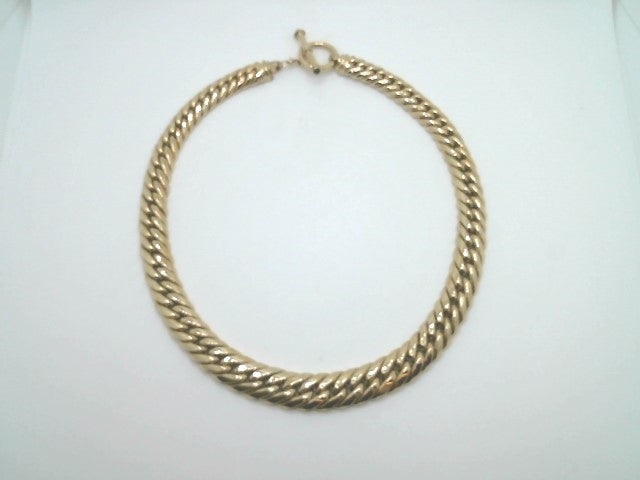 Vintage 14 Karat Yellow Gold 15.5 Mm Double Curb Link Necklace Secured By A Toggle Clasp With Cabochon Garnet Accents, 18.5"
