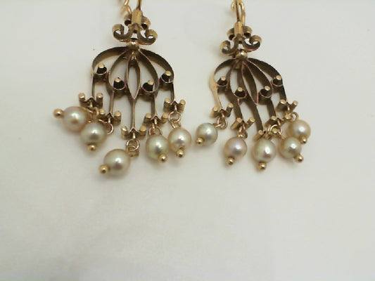 Vintage 14ky Pearl Chandelier Earrings