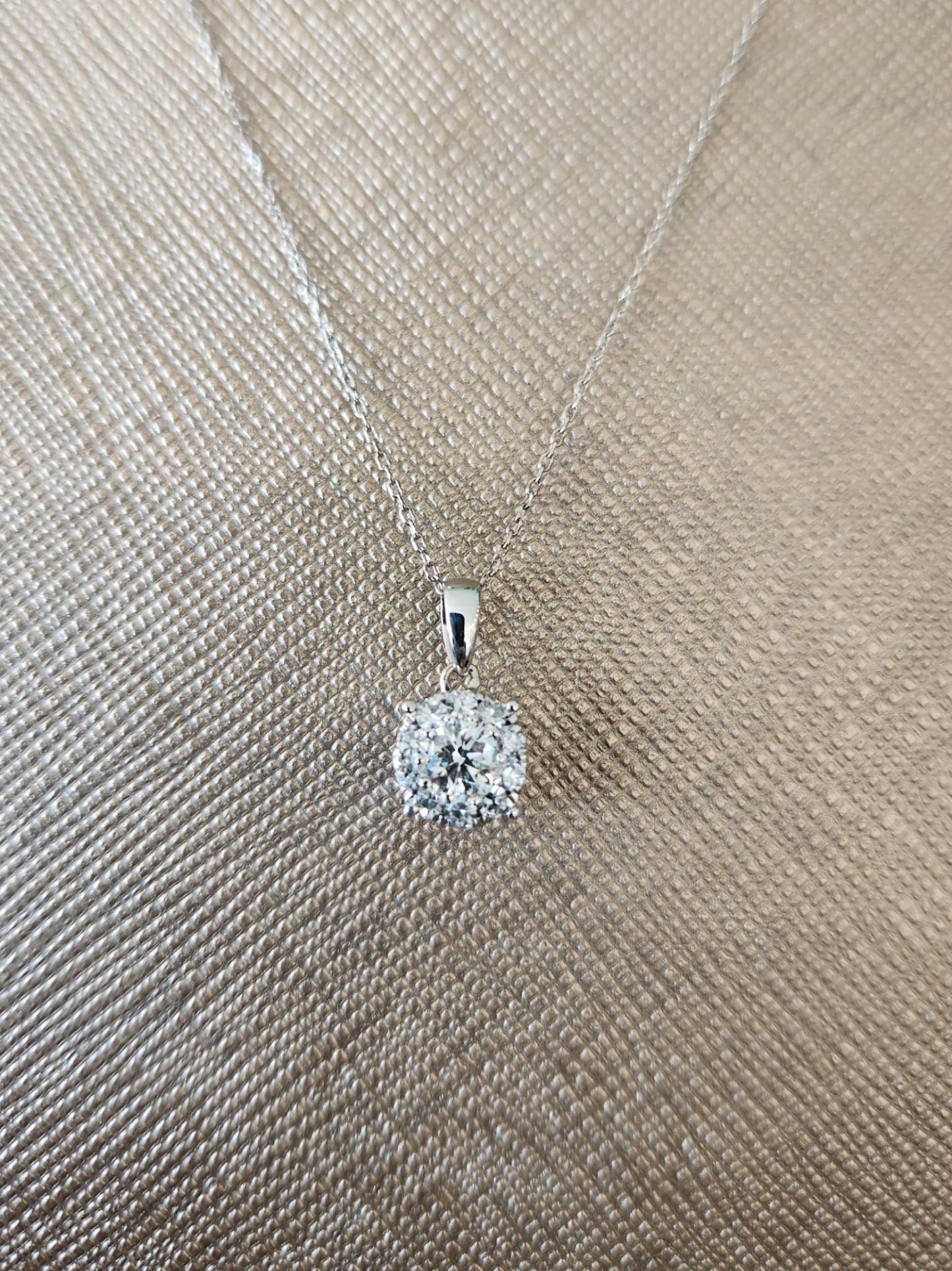 Vintage14 Karat White Gold Diamond Cluster Halo Necklace With Thin Cable Chain, 18"