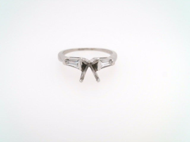 **Online Clearance** Platinum Engagement Ring Mounting With A Tapered Baguette Diamond On Each Side