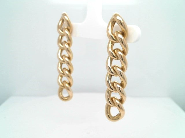 Vintage 18 Karat Yellow Gold Curb Link Chain Dangle Earrings