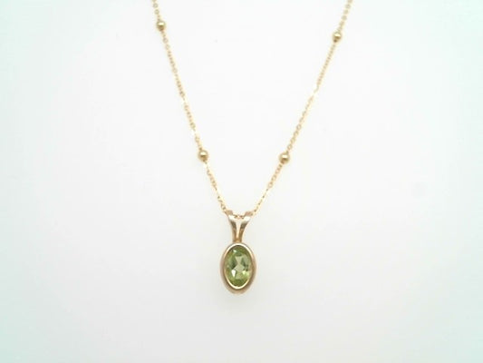 Vintage 14 Karat Yellow Gold Bezel Set Peridot Solitaire Pendant