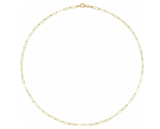 14 karat yellow gold paperclip style, 2.6 mm, 16" chain