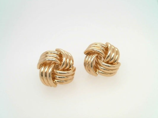 Vintage 14 Karat Yellow Gold 17 Mm Square Love Knot Post Earrings