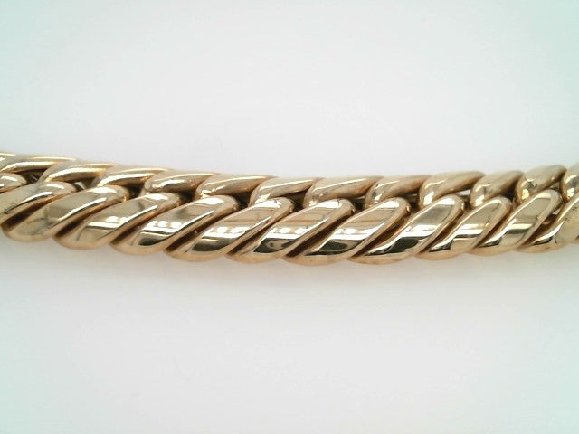 Vintage 14 Karat Yellow Gold 15.5 Mm Double Curb Link Necklace Secured By A Toggle Clasp With Cabochon Garnet Accents, 18.5"