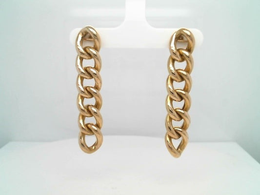 Vintage 18 Karat Yellow Gold Curb Link Chain Dangle Earrings