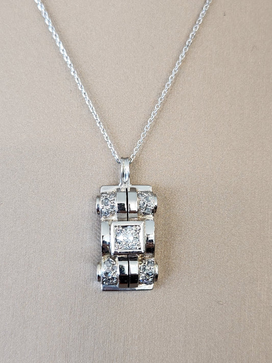 Vintage Retro Platinum Tank Style Diamond Pendant