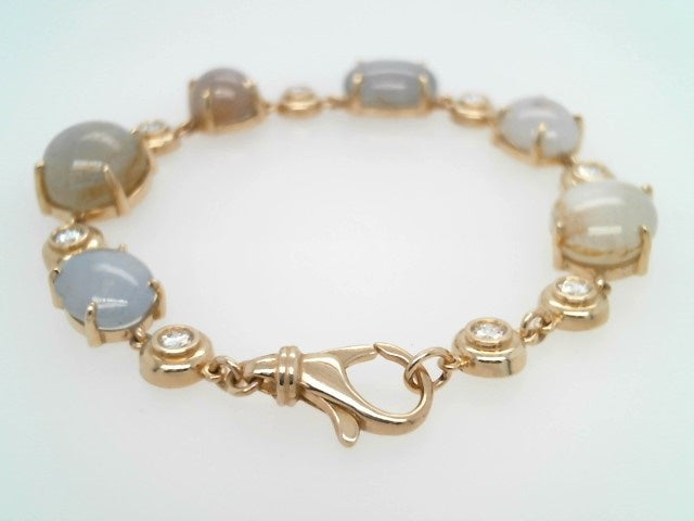 14 Karat Yellow Gold Star Sapphire & Diamond Line Bracelet, 7"
