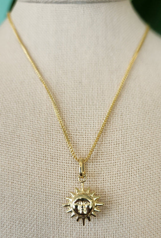 14K Yellow Gold Joyful Smiling Sun Pendant
