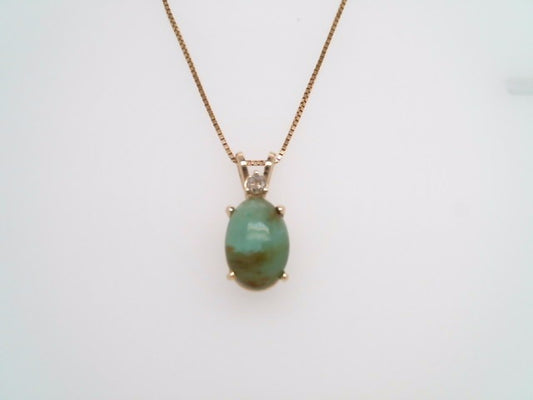14 Karat Yellow Gold Opalite & Diamond Pendant
