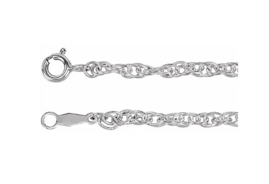 Sterling Silver 2 Mm Rope Chain With Lobster Clasp 18"