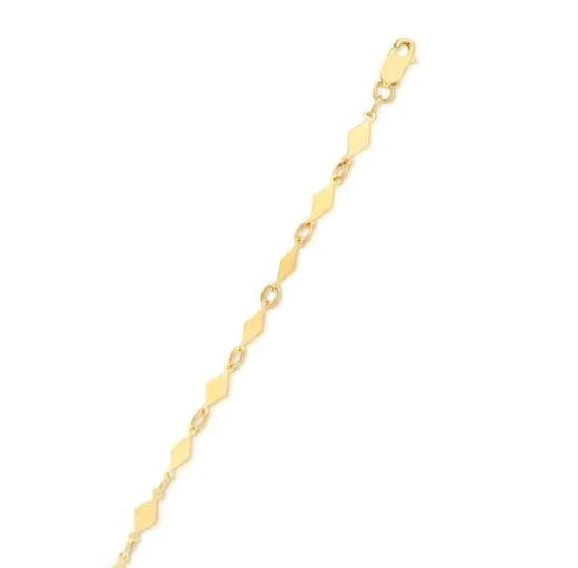 14 Karat Yellow Gold 3 Mm Kite Shaped Mirror Chain With Lobster Clasp 18"