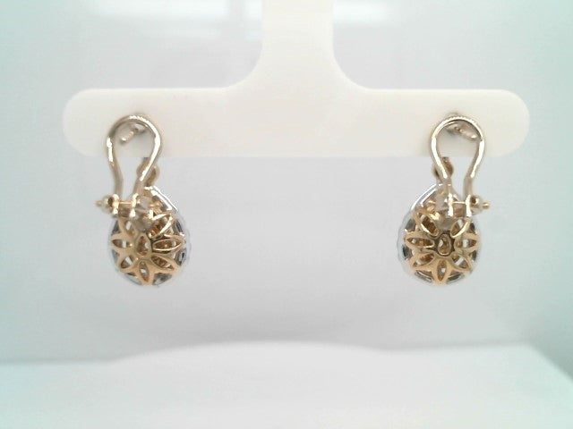 18 Karat White & Yellow Gold Fancy Natural Yellow & White Diamond Pear Shaped Cluster Earrings With Omega Backs