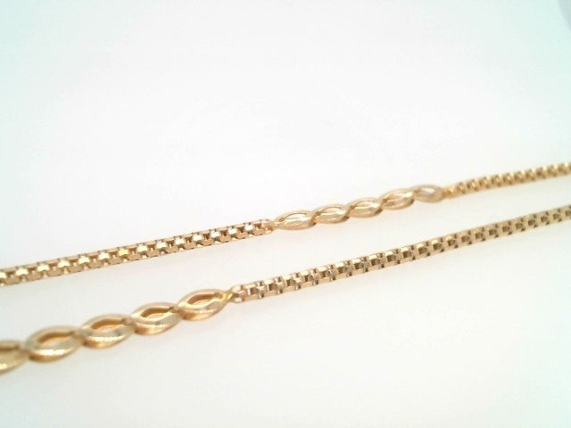 Vintage 14 Karat Yellow Gold 3 Mm Fancy Marquise Shape & Popcorn Link Chain Necklace, 30"