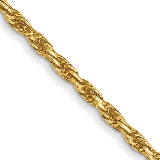 14 Karat Yellow Gold 1.3 Mm Diamond Cut Rope Chain Necklace 18 Inch