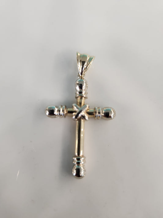 Vintage 14 Karat Yellow & White Gold Cross Pendant