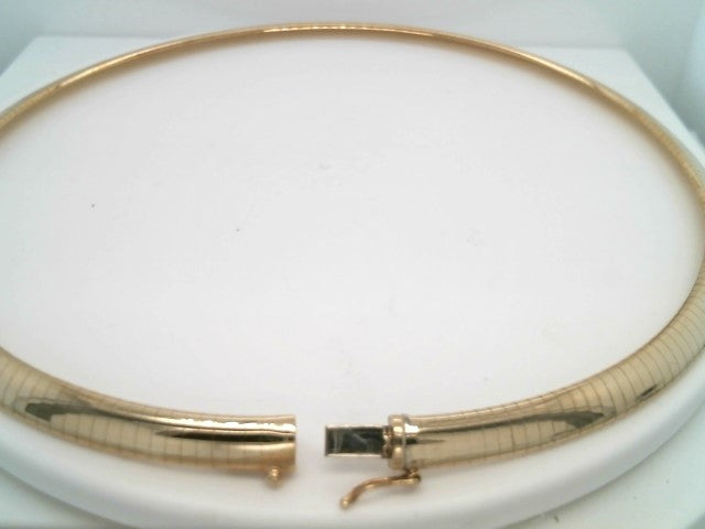Vintage 14 Karat Yellow Gold 6 Mm Domed Omega Chain Necklace, 16.5"