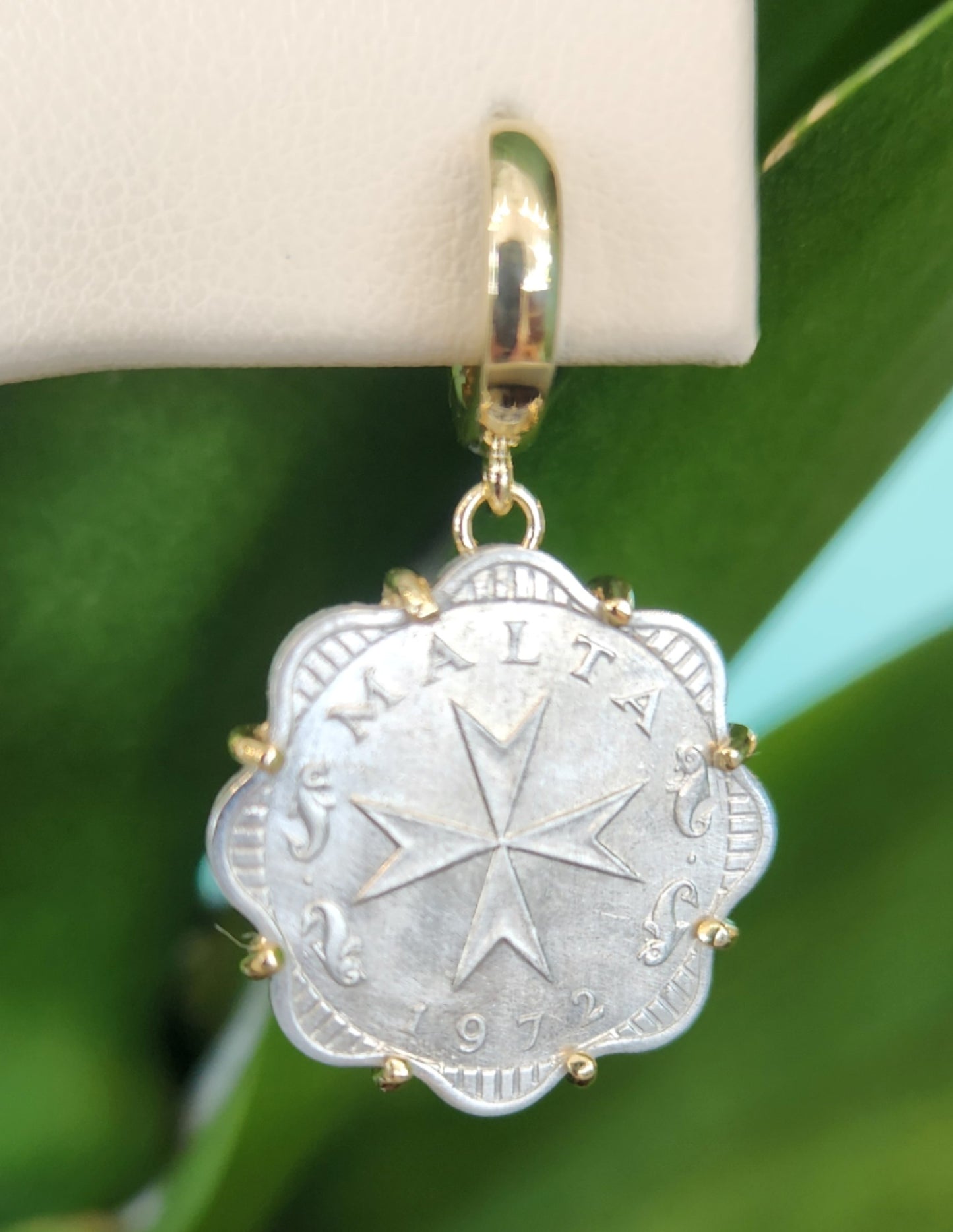 14 Karat Yellow Gold Maltese Coin Dangle Earrings