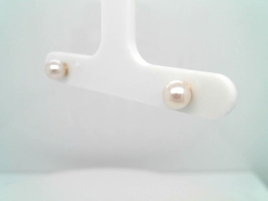 Vintage 14 Karat Yellow Gold 5 Mm Akoya Pearl Stud Earrings