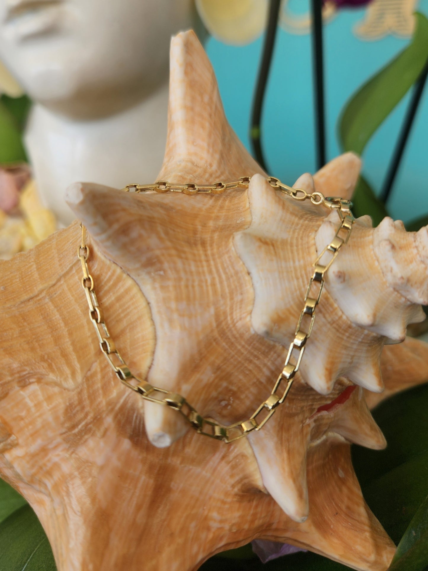 Vintage 14 Karat Yellow Gold 2.75 Mm Rectangular Link Bracelet, 7.25"