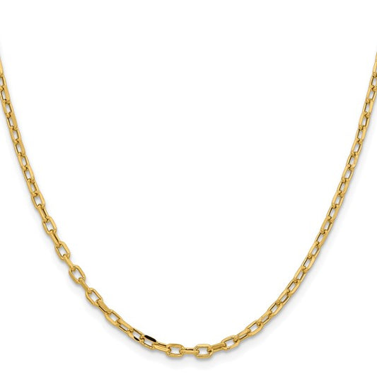14 Karat Yellow Gold 3 Mm Semi-Solid Diamond Cut Open Link Cable Chain 18"