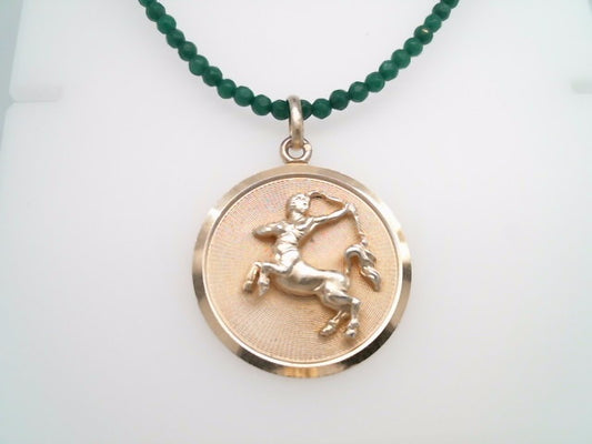 Vintage Sterling Silver Disc With 3D Sagittarius Zodiac Charm