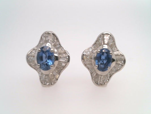 Vintage 18 Karat White Gold Tanzanite & Diamond "Ballerina" Style Earrings