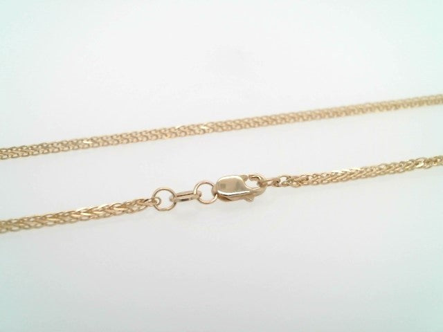 14 Karat Yellow Gold 1 Mm Square Wheat Chain, 18"