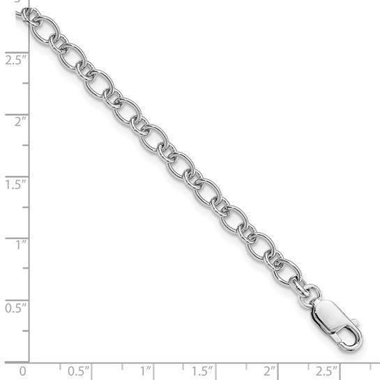 Sterling Silver 5 Mm Oval & Round Link Bracelet, 7.5"