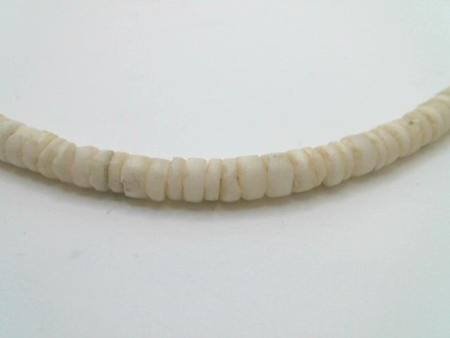 Sterling Silver 6 Mm Cream Seashell Rondel Bead Necklace With Large Spring Ring Clasp, 18"