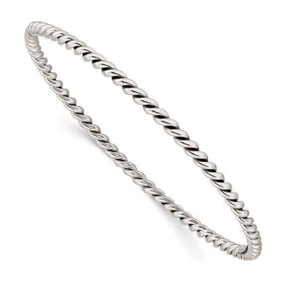 Sterling Silver 3 Mm Antique Finish Twisted Bangle