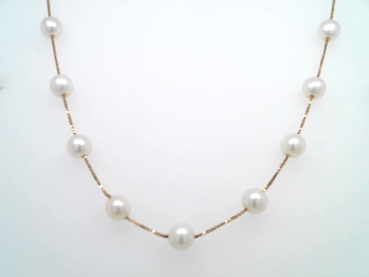 14 Karat Yellow Gold 5-6 Mm Cultured Freshwater Pearl "By The Yard" Style Necklace, 17"