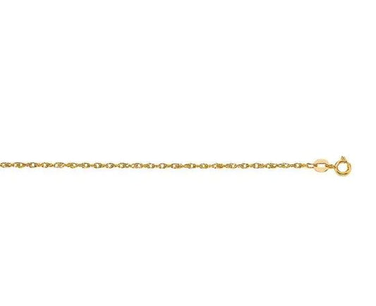 14 Karat Yellow Gold 0.95 Mm Rope Chain With Spring Ring Clasp 20"