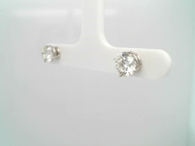 14 Karat White Gold Diamond Stud Earrings 
2 Natural Round Brilliant